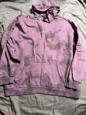 GUESS Purple Tie-Dye Pullover Hoodie